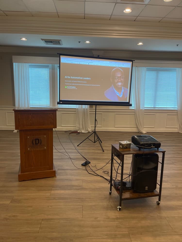 Dr. Jeff Bullock presenting at Faulkner Automotive AI event